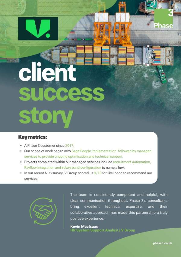 V Group Case Study - Sage People